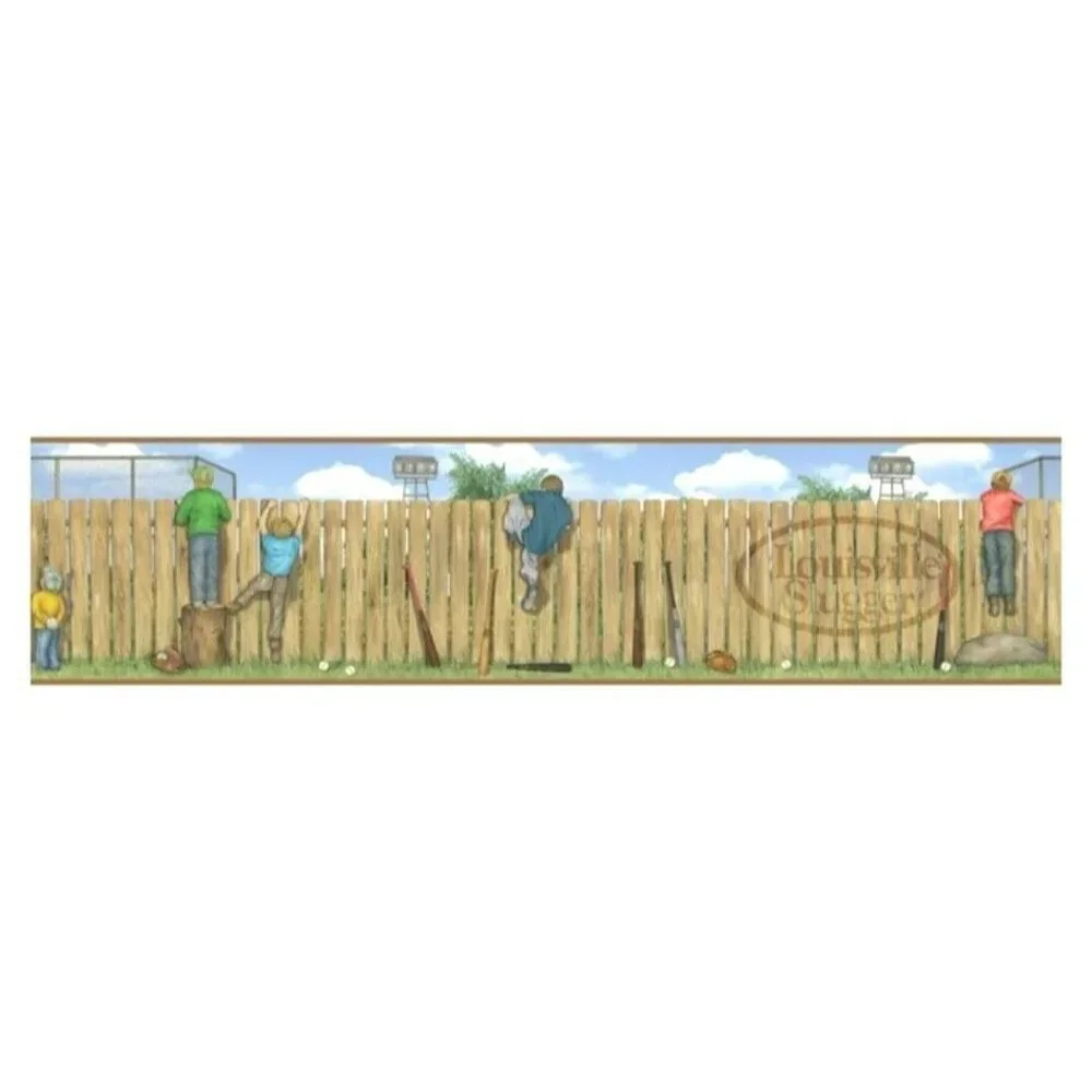 2 Louisville Slugger Border Self Adhesive Removable Wall Paper Baseball Boy Bat